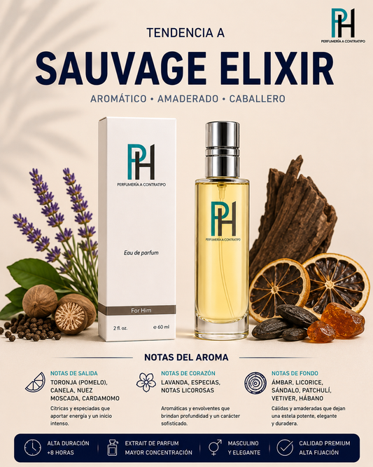 Perfume PH inspirado en Sauvage Elixir De 60 ml