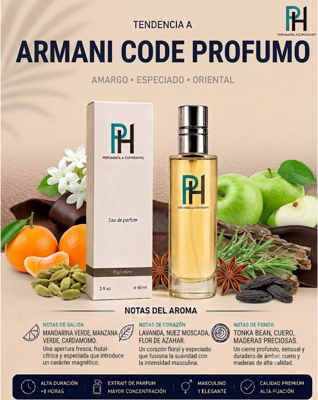 Perfume PH inspirado en Armani Code Profumo de 60 ml