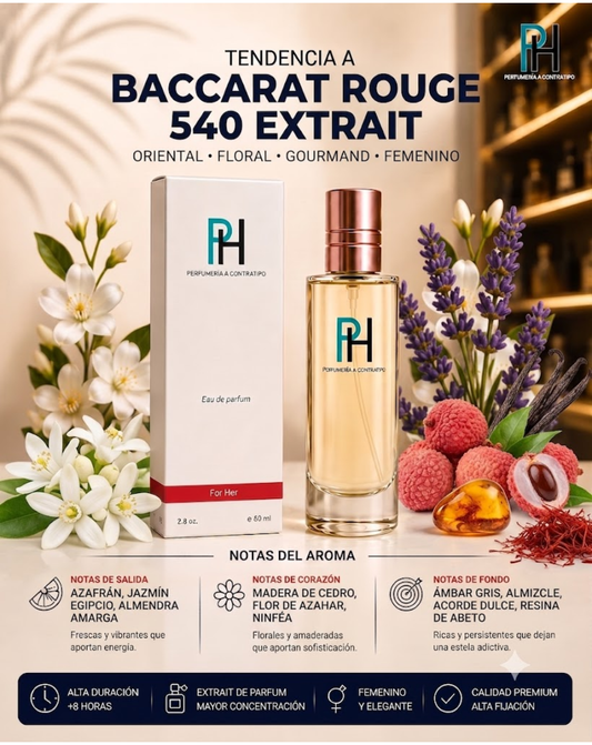 Perfume PH inspirado en Bacarat Rouge 540 Extrait de 60 ml