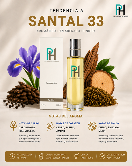 Perfume PH inspirado en Santal 33 de 60 ml